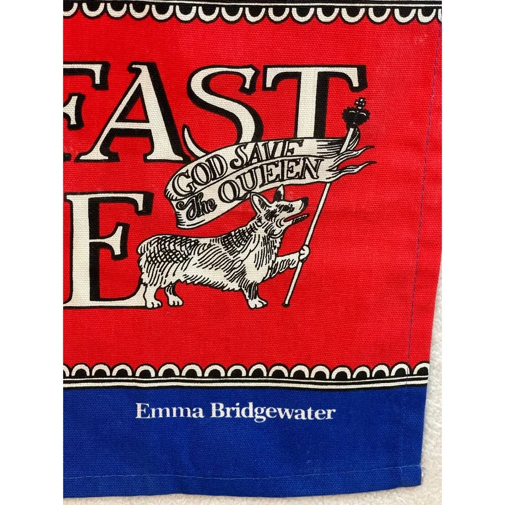 Emma Bridgewater Diamond Jubilee Tea Towel God Save The Queen Corgi 1952-2012